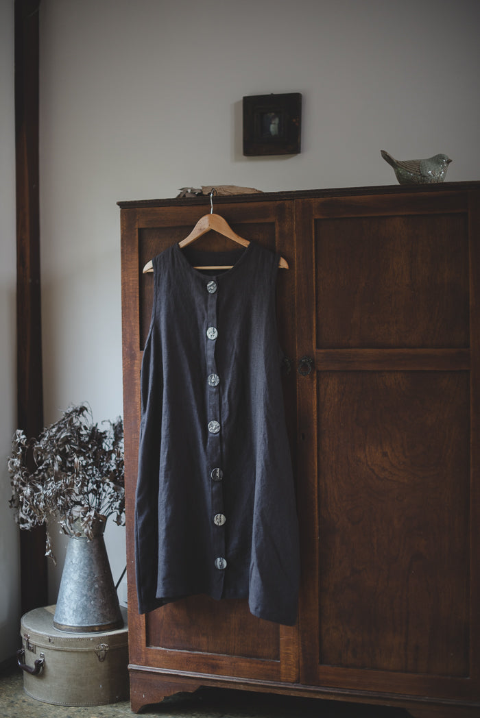 Button Up Linen Vest - made to order