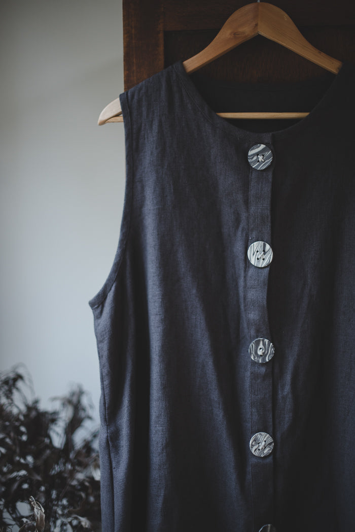 Button Up Linen Vest - made to order