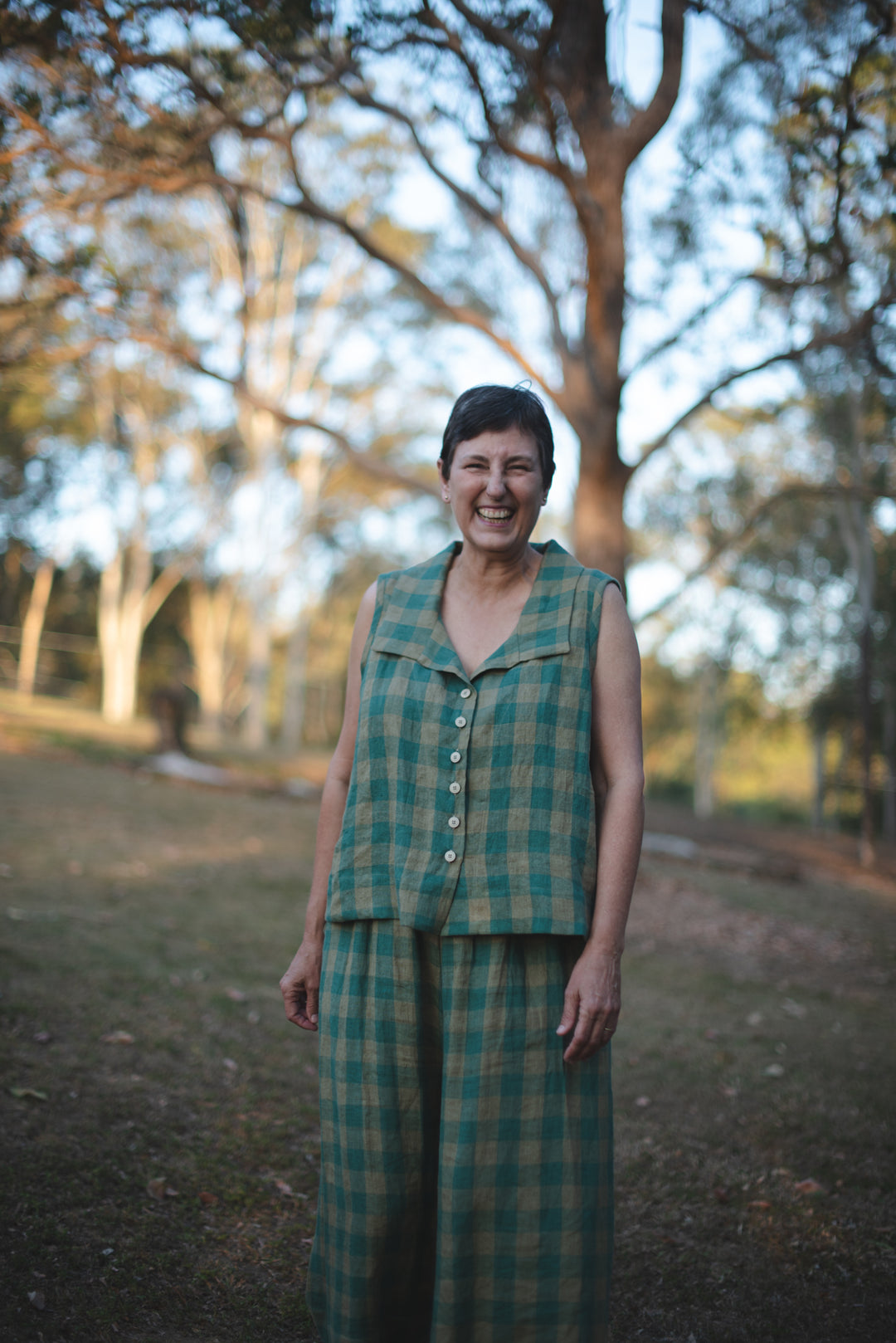 Listen Linen Vest top - made to order