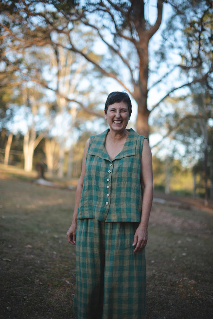 Listen Linen Vest top - made to order