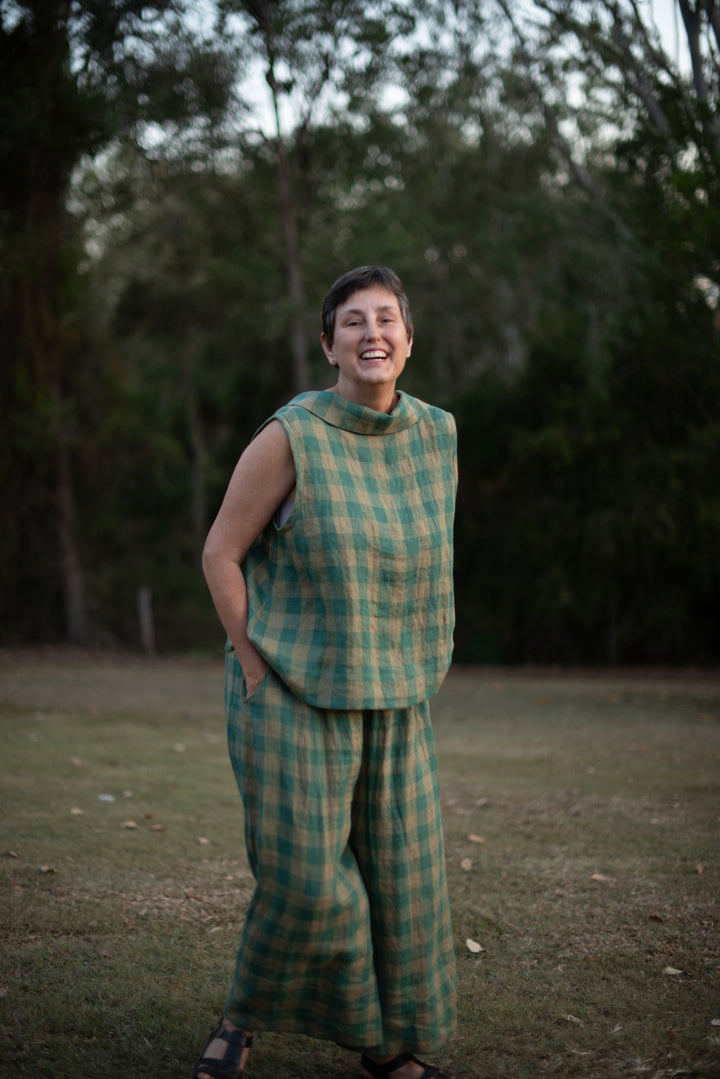 Listen Linen Vest top - made to order