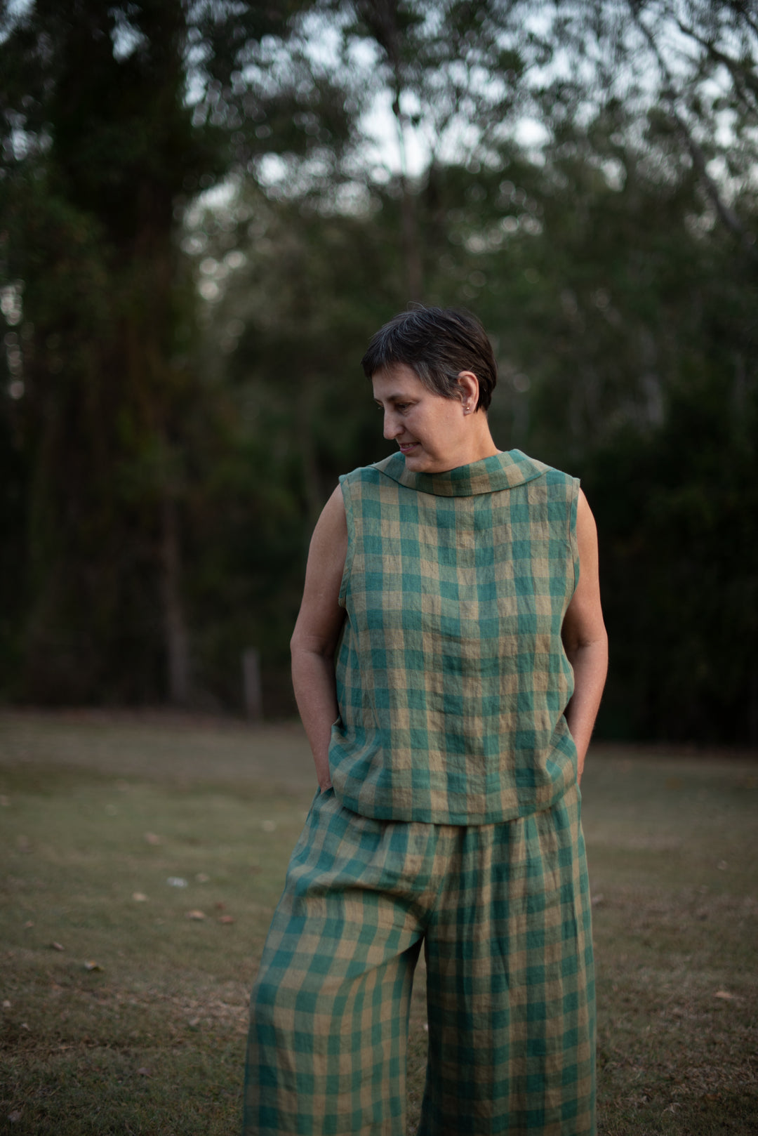 Listen Linen Vest top - made to order