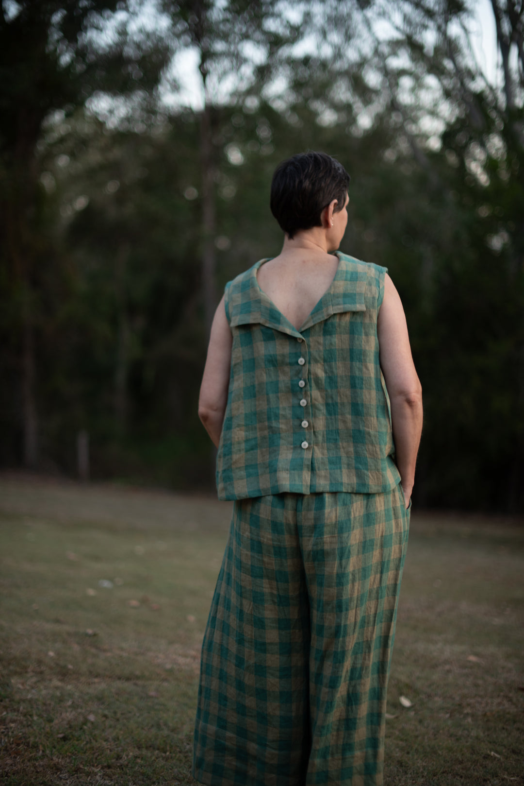 Listen Linen Vest top - made to order