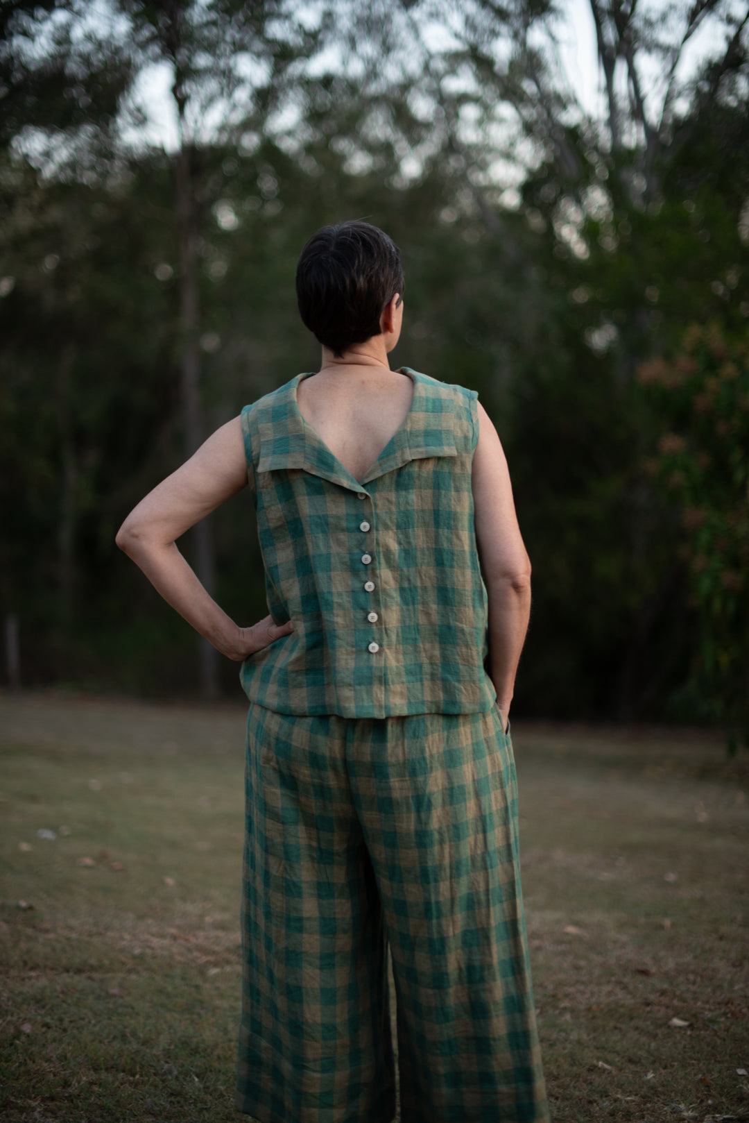 Listen Linen Vest top - made to order