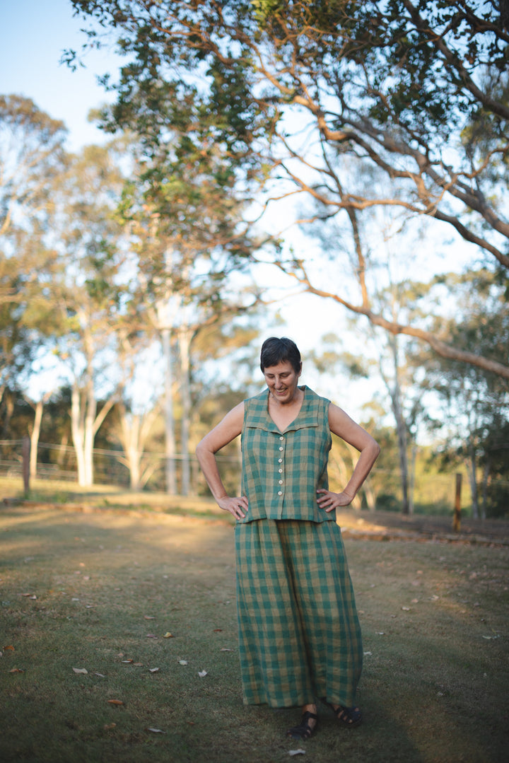 Listen Linen Vest top - made to order