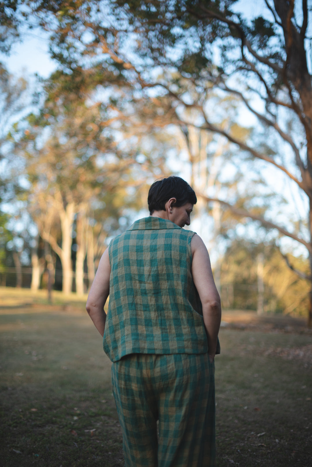 Listen Linen Vest top - made to order