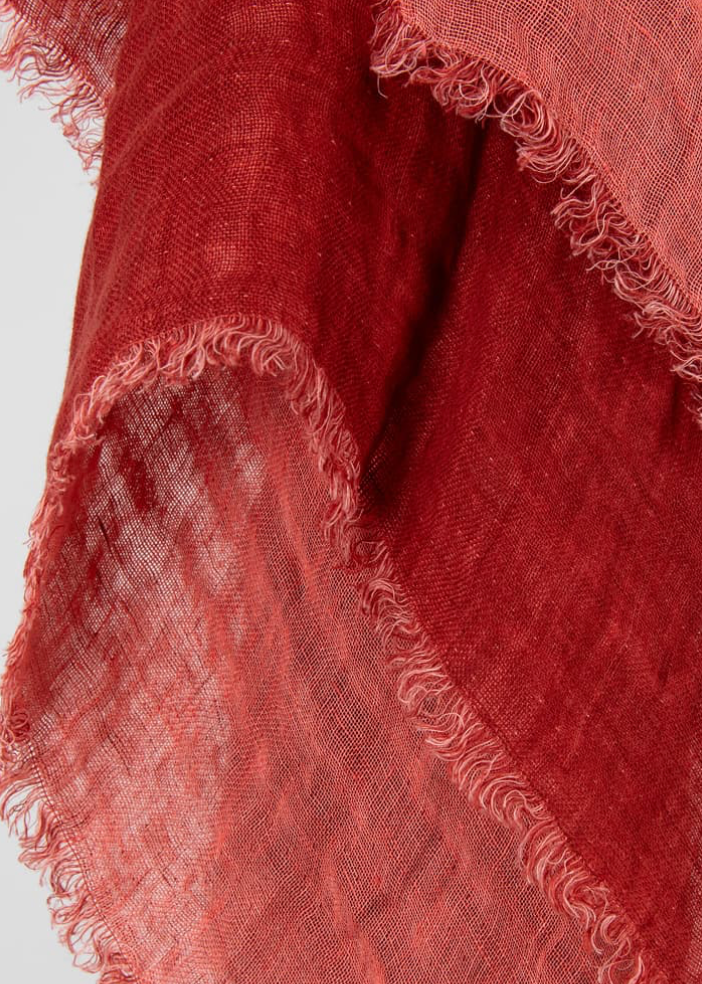 Linen Shawl/Wrap - Coral/Red Double sided PRE ORDER