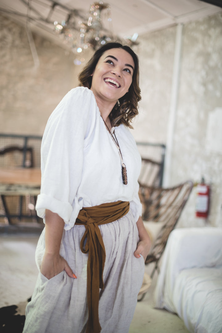 Linen Sash Tie Belt - made to order