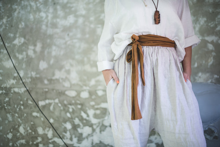 Linen Sash Tie Belt - made to order