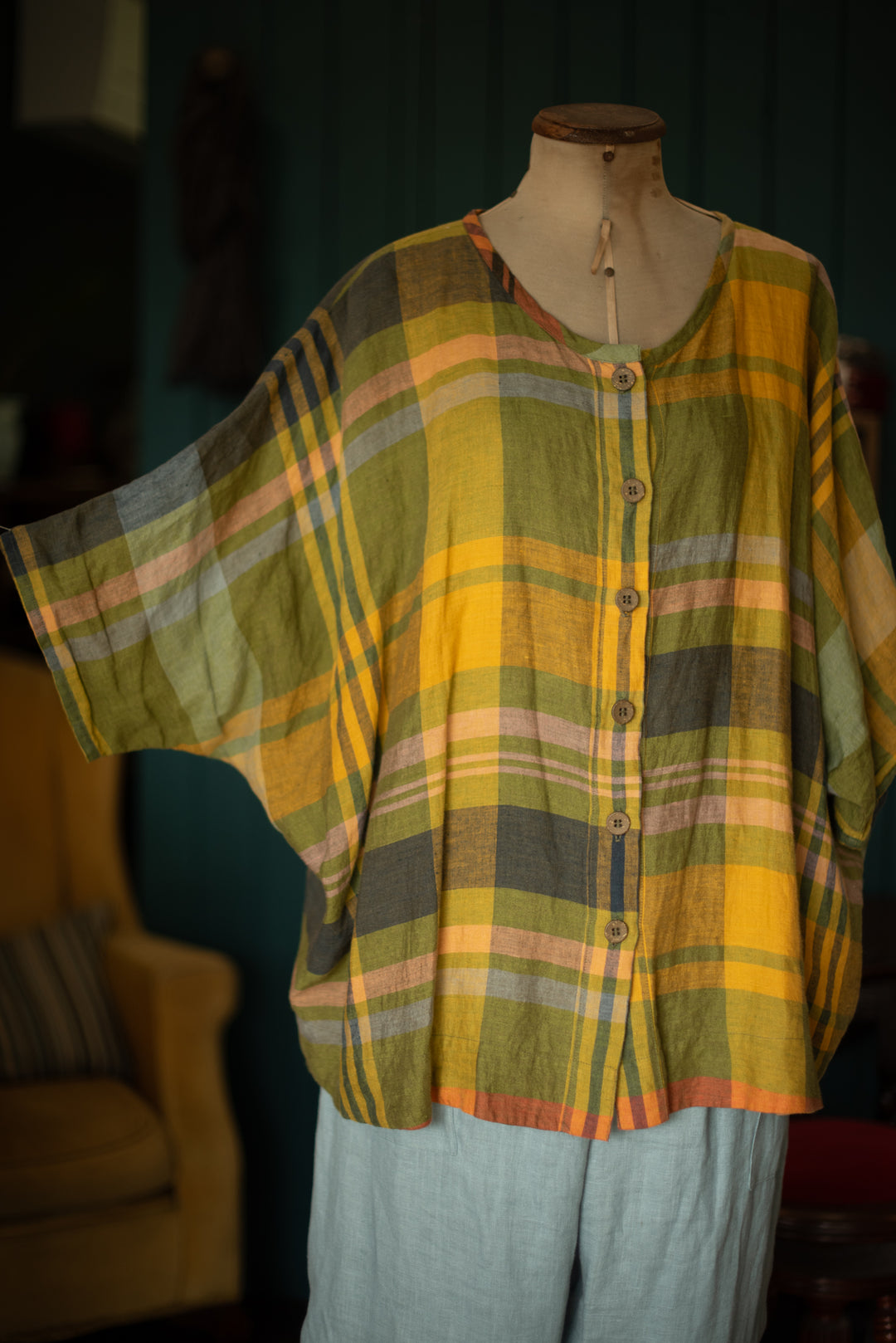 Breezy Tee - Citrus Check - Last one