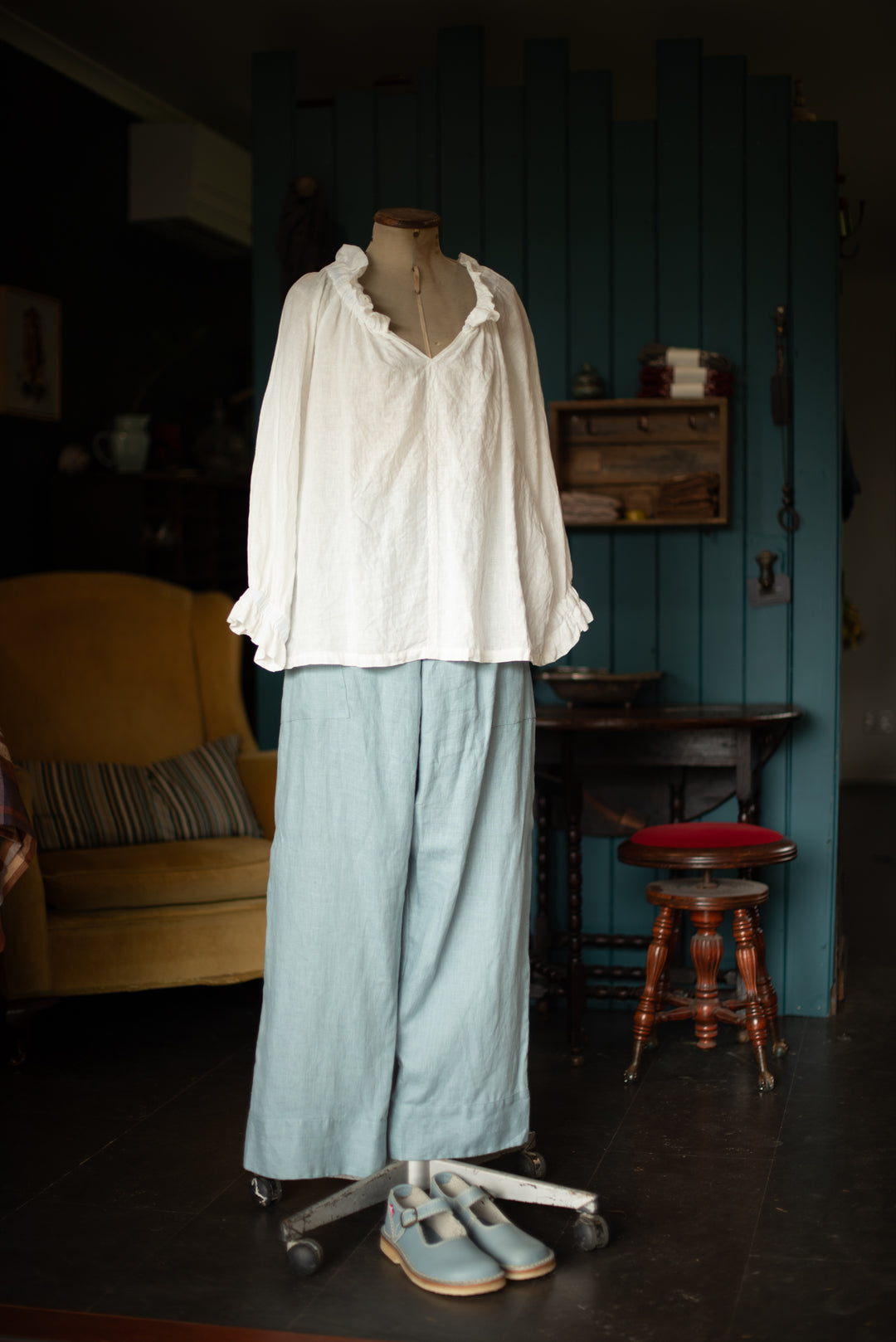 Stickler Trousers - Duck Egg Blue - with Surprise Me details