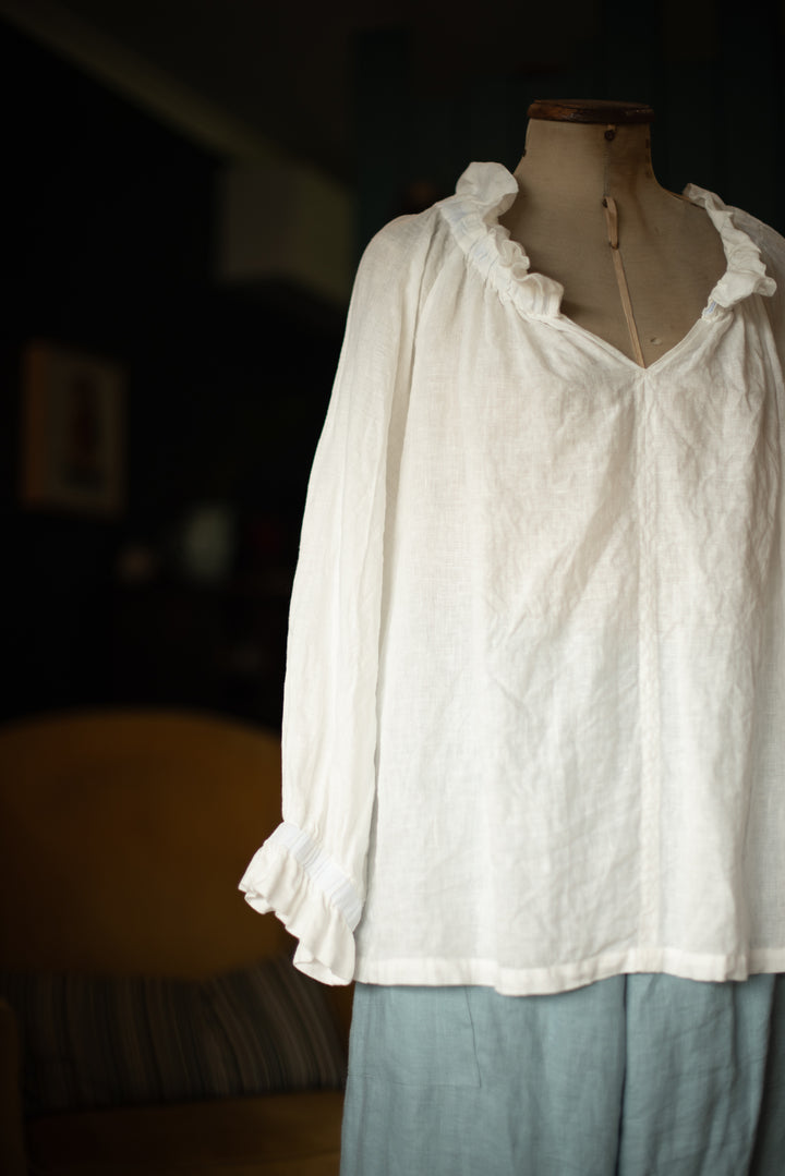 Weekender Linen Blouse - White Sheer Linen