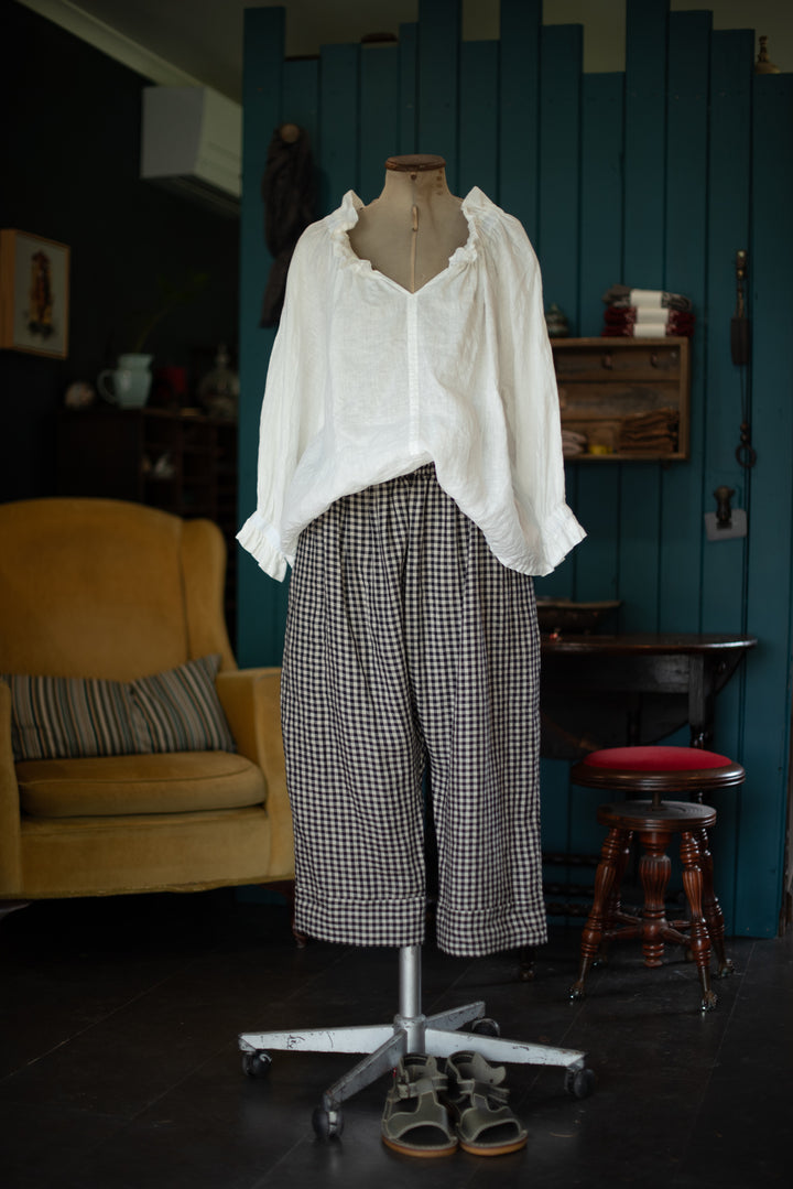 Everyday Pants - Black Natural Gingham Linen
