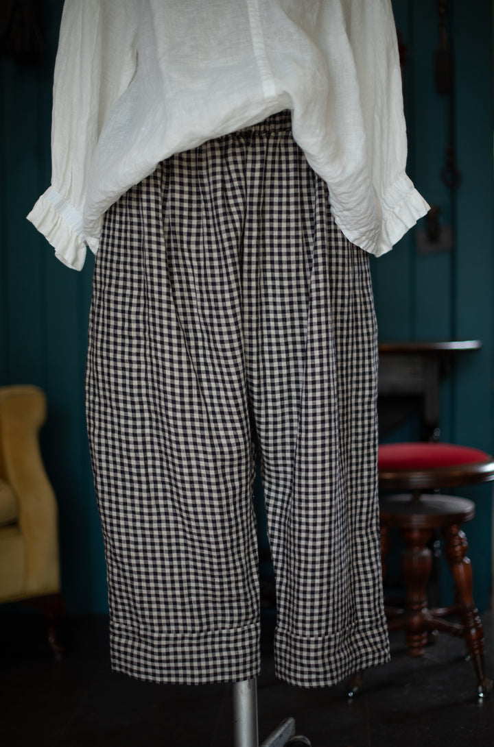 Everyday Pants - Black Natural Gingham Linen