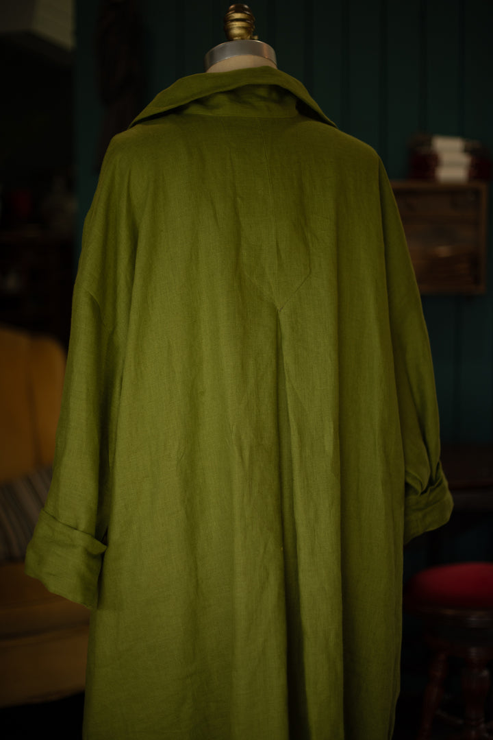 Pathfinder Linen Dress/Duster Coat - Apple Green