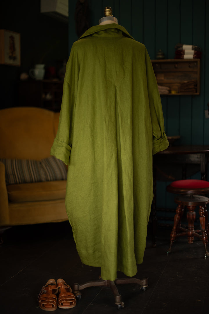 Pathfinder Linen Dress/Duster Coat - Apple Green