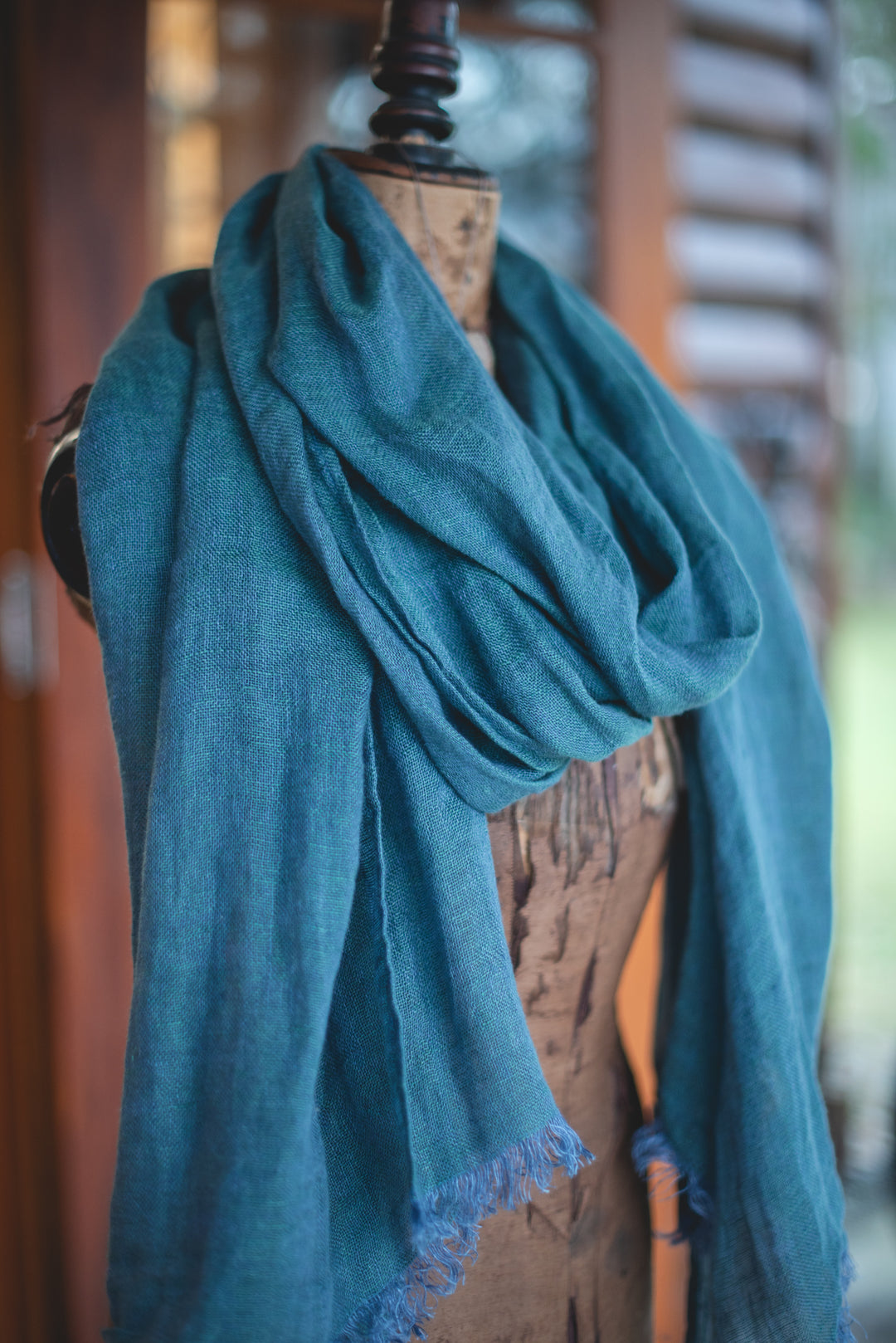 Summer Linen Scarf - Aqua melange long - pre order