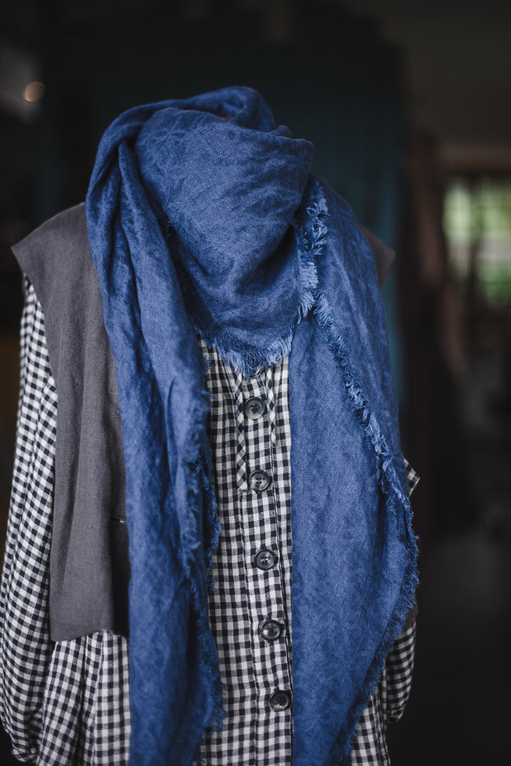 Linen Shawl/Wrap - Deep Ocean Blue PRE ORDER