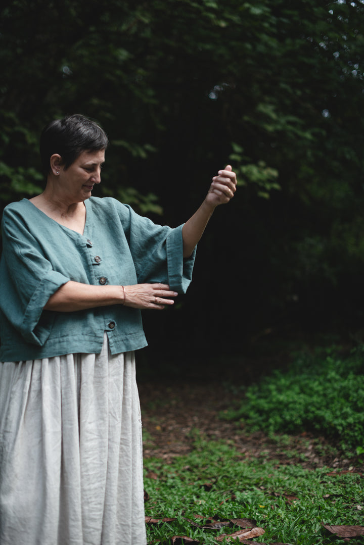 Button Bolero - linen - made to order