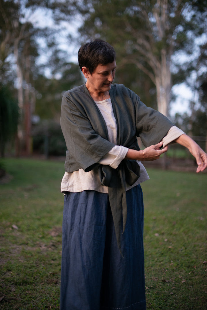 FiFi Linen Wrap top - made to order