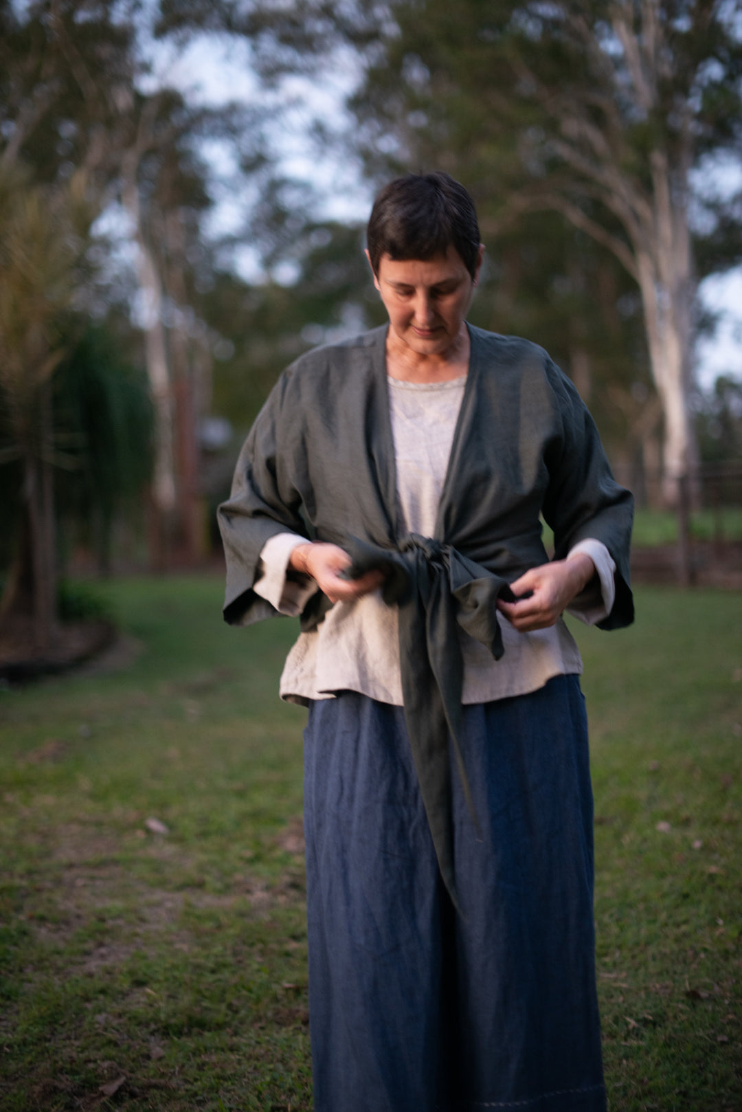 FiFi Linen Wrap top - made to order