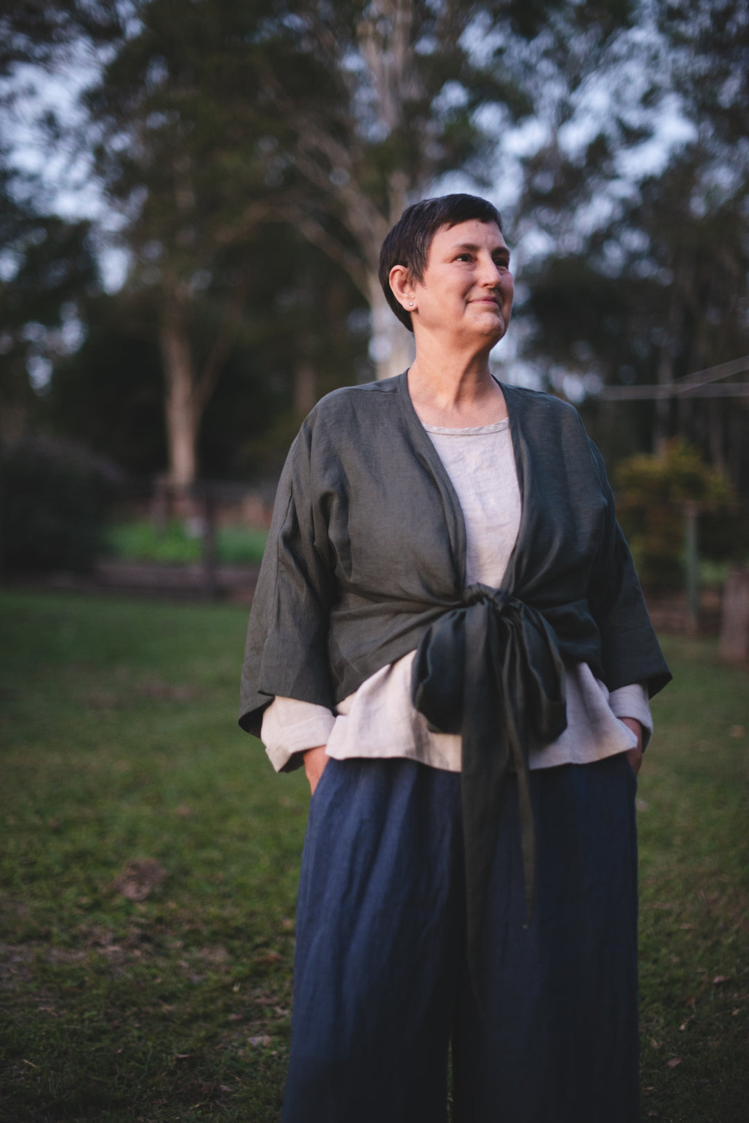 FiFi Linen Wrap top - made to order