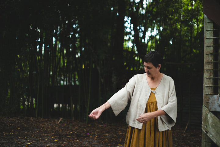 Button Bolero - linen - made to order